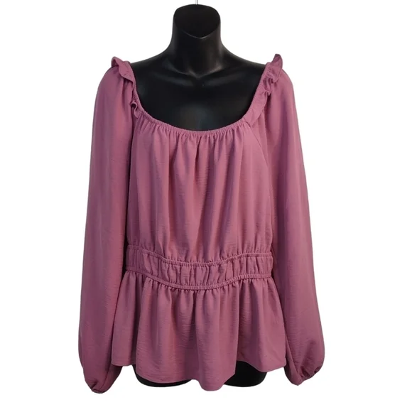 Nine West Women's Squareneck Peplum Top Blouse Size L - Picture 2 of 9